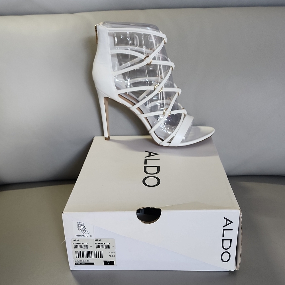 ALDO White Strappy Stiletto Gladiator Heels